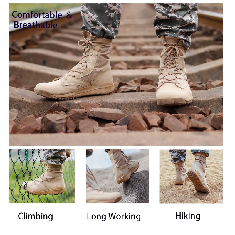 IODSON 8" Men's Military Tactical Boot Lightweight Breathable Work Boots Outdoor Hiking Combat Jungle Desert Boots - Image 5